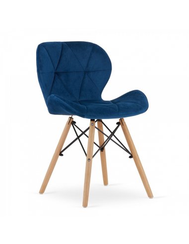 SUPPLIES LAGO Skandinávská sametová jídelní židle - modrá barva