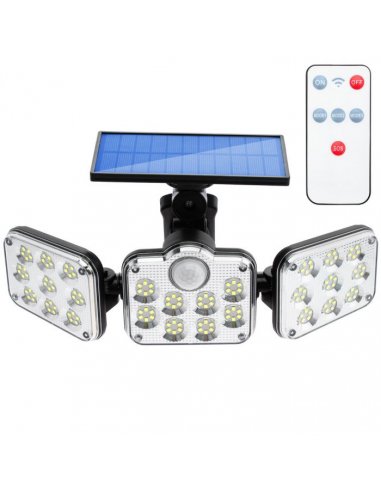 Solárny Svetlomet 138x LED pohybový senzor LED 10W 480lm + ovládač