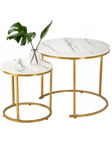 Home Living 2ks sada Konferenční stolek na kávu kulatý - bílá barva